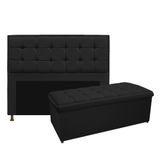 Cabeceira Calçadeira Copenhague 195 Cm King Size Suede Preto