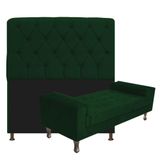 Kit Cabeceira Lady E Recamier Félix 140 Cm Casal Suede Verde