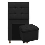 Cabeceira E Calçadeira Copenhague 100cm Solteiro Suede Preto