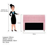 Cabeceira E Calçadeira Munique 195 Cm King Size Suede Rosa Bebê