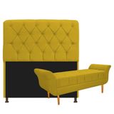 Kit Cabeceira Lady Recamier Ari 140cm Casal Amarelo