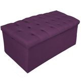 Calçadeira Baú Estofada Mel 90 Cm Solteiro Suede Roxo