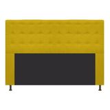 Cabeceira Estofada Dama 195 Cm King Size Com Botonê Amarelo