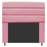 Cabeceira Estofada Turim 195cm King Size Suede Rosa Bebê
