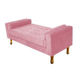 Recamier Baú Félix Casal 140cm Suede Rosa Bebê Doce Sonho