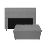 Kit Cabeceira E Calçadeira 195cm King Size Cinza Adj Decor
