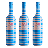 Kit 3 Unidades Vinho Francês Rose Piscine Stripes 750ml