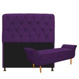 Kit Cabeceira Lady E Recamier Ari 140 Cm Casal Suede Roxo