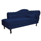 Recamier Diana 185cm Lado Esquerdo Suede Azul Marinho