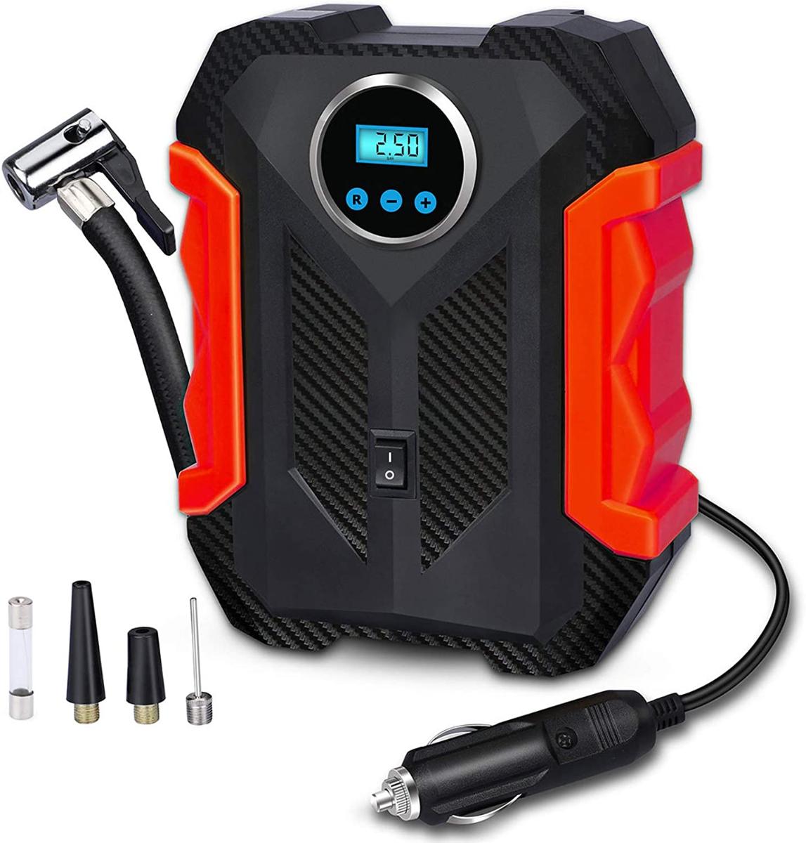 CARSUN Mini Compressor de Ar Elétrico Automotivo Portátil 12V 150 PSI cLuz LED