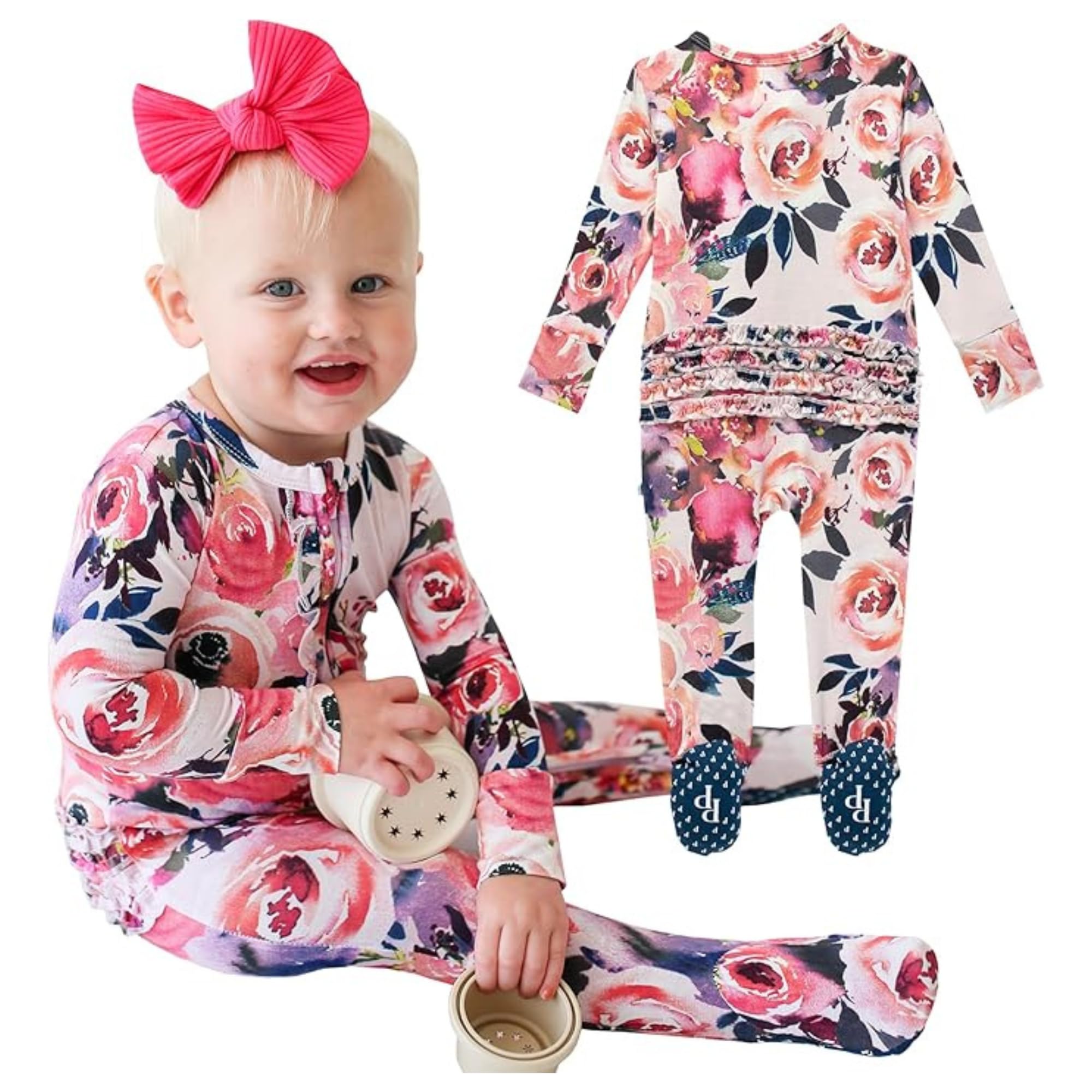 Pijama De Peça Única Com Zíper Footie Posh Peanut Dusk Rose 3-6m