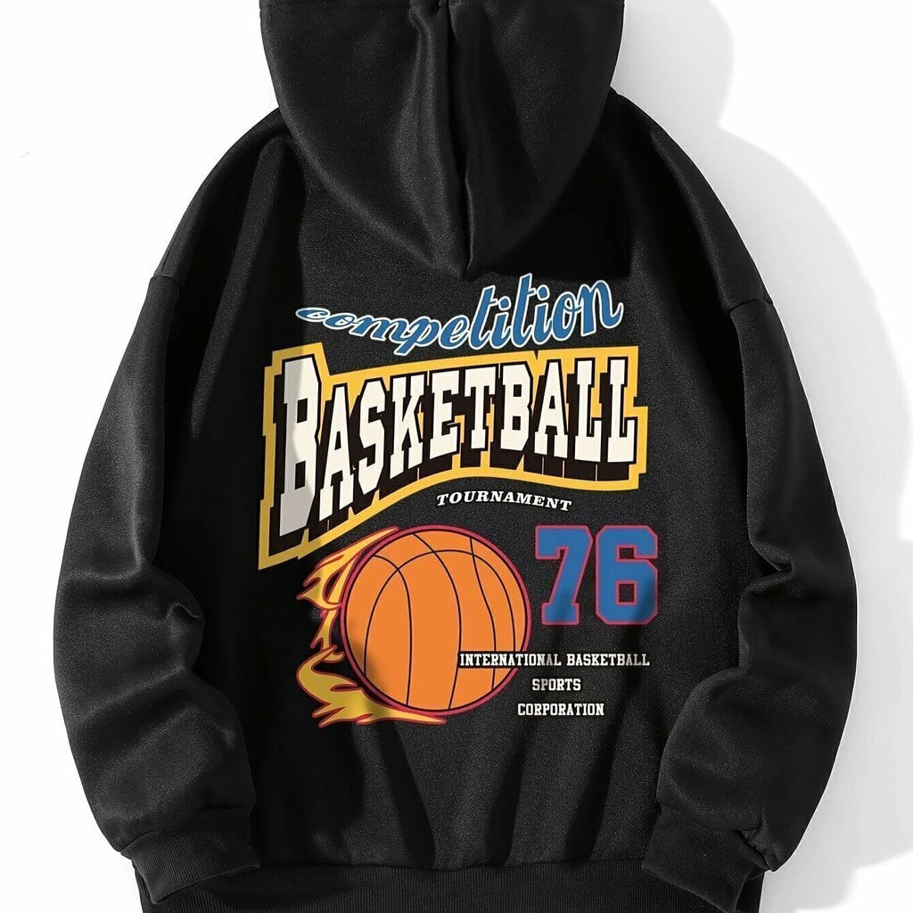 Moletom Feminino De Basquete Com Capuz E Bolso Elashopp Preto M