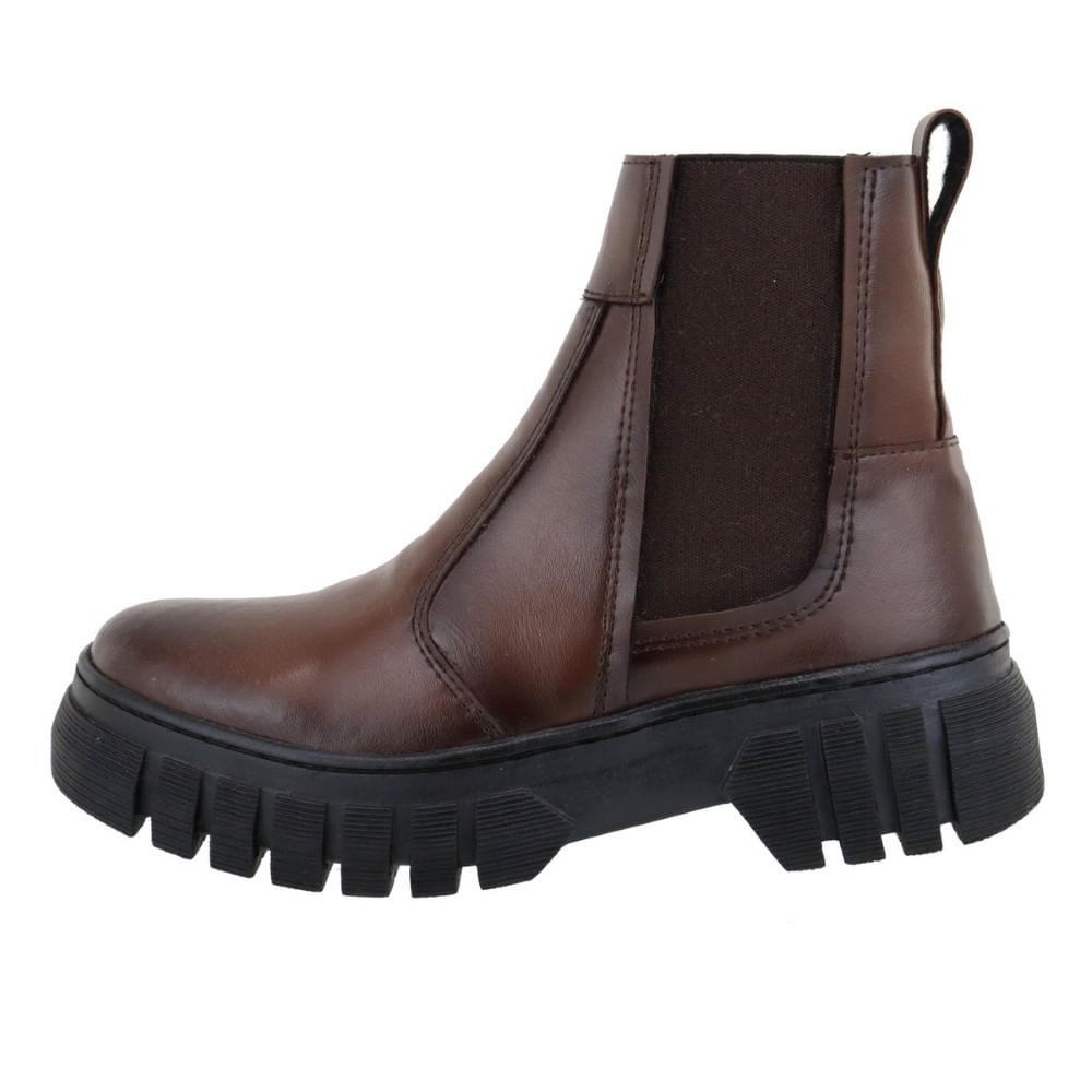 Bota Botina Feminina Calce Facil Ajuste Elastico Puxador Traseiro Solado Tratorado Borracha