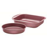 Jogo De Assadeiras Antiaderente Brasil 2 Peças Tramontina Cor:rosa