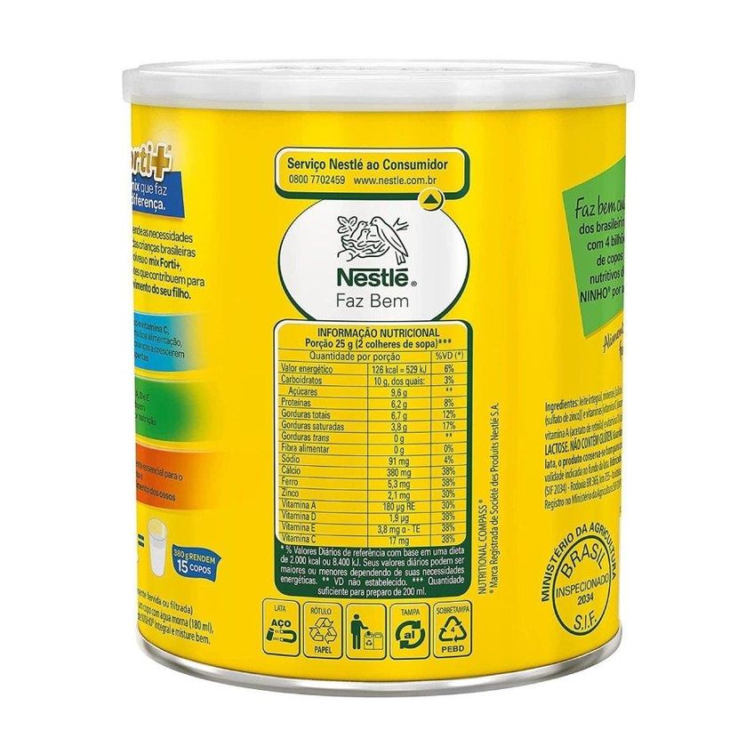 Leite Em Pó Ninho Integral Lata 380g - Embalagem Com 24 Unidades - imagem 2