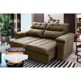 Sofá Retrátil Reclinável Verona 1,50m Suede Velut Bege Molas Ensacadas - King House