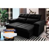 Sofá Retrátil Reclinável Verona 1,50m Suede Velut Preto Molas Ensacadas - King House