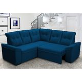 Sofá Canto London Azul Suede Velut - King House