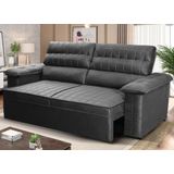 Sofá Retrátil Reclinável 2 Lugares Com Molas 1,80m Quantum Suede Velut Cinza - King House