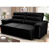Sofá Retrátil Reclinável 4 Lugares Com Molas 2,00m Quantum Suede Velut Preto - King House