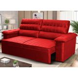 Sofá Retrátil Reclinável 3 Lugares Com Molas 2,00m Quantum Suede Velut Vermelho - King House
