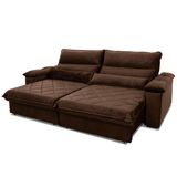 Sofá Retrátil/reclinável Grécia 2,70m Suede Velut Marrom C/ Molas No Assento - King House