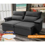 Sofá Retrátil Reclinável Paris 2,00m Suede Velut Cinza Molas Ensacadas - King House