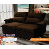 Sofá Retrátil Reclinável Paris 2,00m Suede Velut Marrom Molas Ensacadas - King House