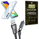 Capa Para Galaxy A26 + Cabo Usb 4 Em 1 + Pelicula De Vidro