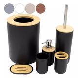 Kit Acessórios Banheiro Plástico 6 Peças Preto