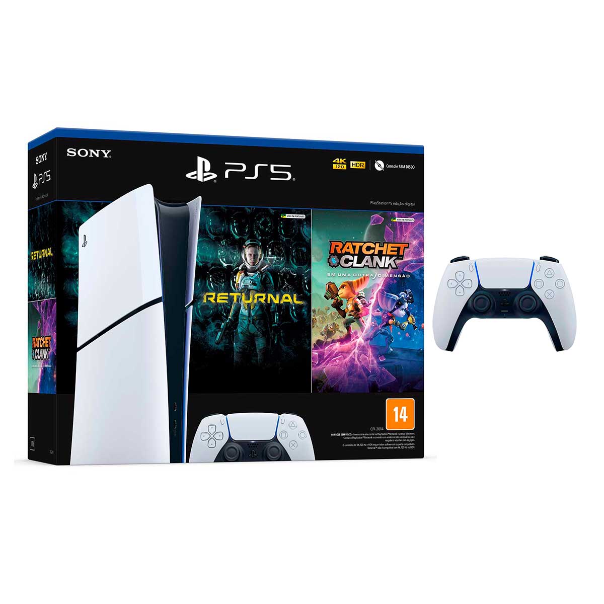 Console Ps5 Slim Edição Digital Com 2 Jogos + Controle sem Fio DualSense Sony