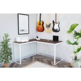 Escrivaninha Em L 126x126 Branco / Nogal