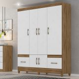 Guarda-roupa Casal 6 Portas 2 Gavetas E Pés Ms912 Naturale/branco