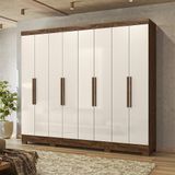 Guarda-roupa Casal 8 Portas 4 Gavetas E Pés Diplomata Castanho/baunilha