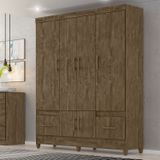 Guarda-roupa Casal Com Espelhos 6 Portas 2 Gavetas E Pés Ms912 Castanho Wood