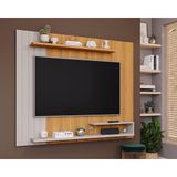 Painel Home Para Tv Até 50 Pol Floripa Com Prateleiras Ripado 161x135cm Nature-off White - Permóbili