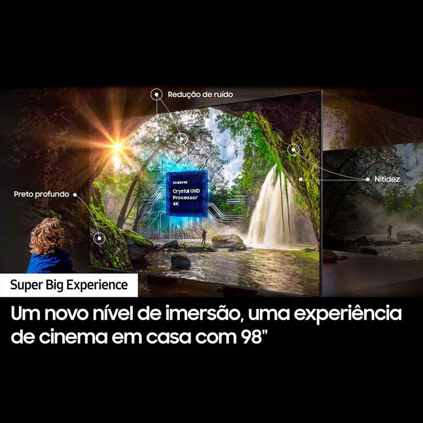 Smart TV 98 Samsung Crystal UHD 4K UN98DU9000 com Wi-Fi integrado, Bluetooth, Gaming Hub, Alexa e Som em Movimento Virtual - imagem 4