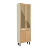 Cristaleira Com 4 Portas 2 Vidro Nogal Bossa Nova Bertolini Dourado/areia