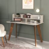 Escrivaninha 120cm com nichos Sofia Artely Off White/Cedro