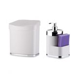 Kit Cozinha 2 Peças Branco Future Lixeira E Porta Detergente Esponja