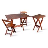 Conjunto De Mesa 1,10x70 E Mesa Aparador Dobrável Com 2 Cadeiras Area Gourmet - Imbuia - Cor: Marrom