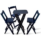 Conjunto De Mesa Bistro Dobravel Com 3 Cadeiras Para Bar E Restaurante - Preto - Cor: Preto