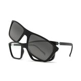 Óculos De Grau Hb 0379 Switch Clip On Matte Black Polar Gray