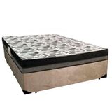 Cama Box Casal Suede + Colchão Casal Ortobom Iso Dupla Face 60x138x188 Bege