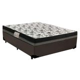 Cama Box Casal Sintético + Colchão Casal Ortobom Iso Dupla Face 60x138x188 Marrom