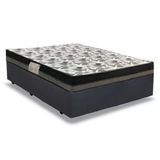 Cama Box Casal Sintético + Colchão Casal Ortobom Iso Dupla Face 60x138x188 Cinza