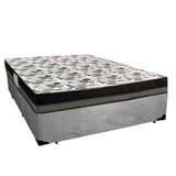 Cama Box Casal Suede + Colchão Casal Ortobom Iso Dupla Face 60x138x188 Cinza