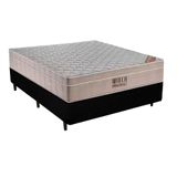 Cama Box Casal Sintético + Colchão Ortobom Airtech Molas Springpocket (65x138x188) Preto