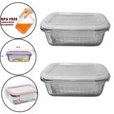 Kit 2 Pote Hermético De Vidro Canelado Retangular 370ml
