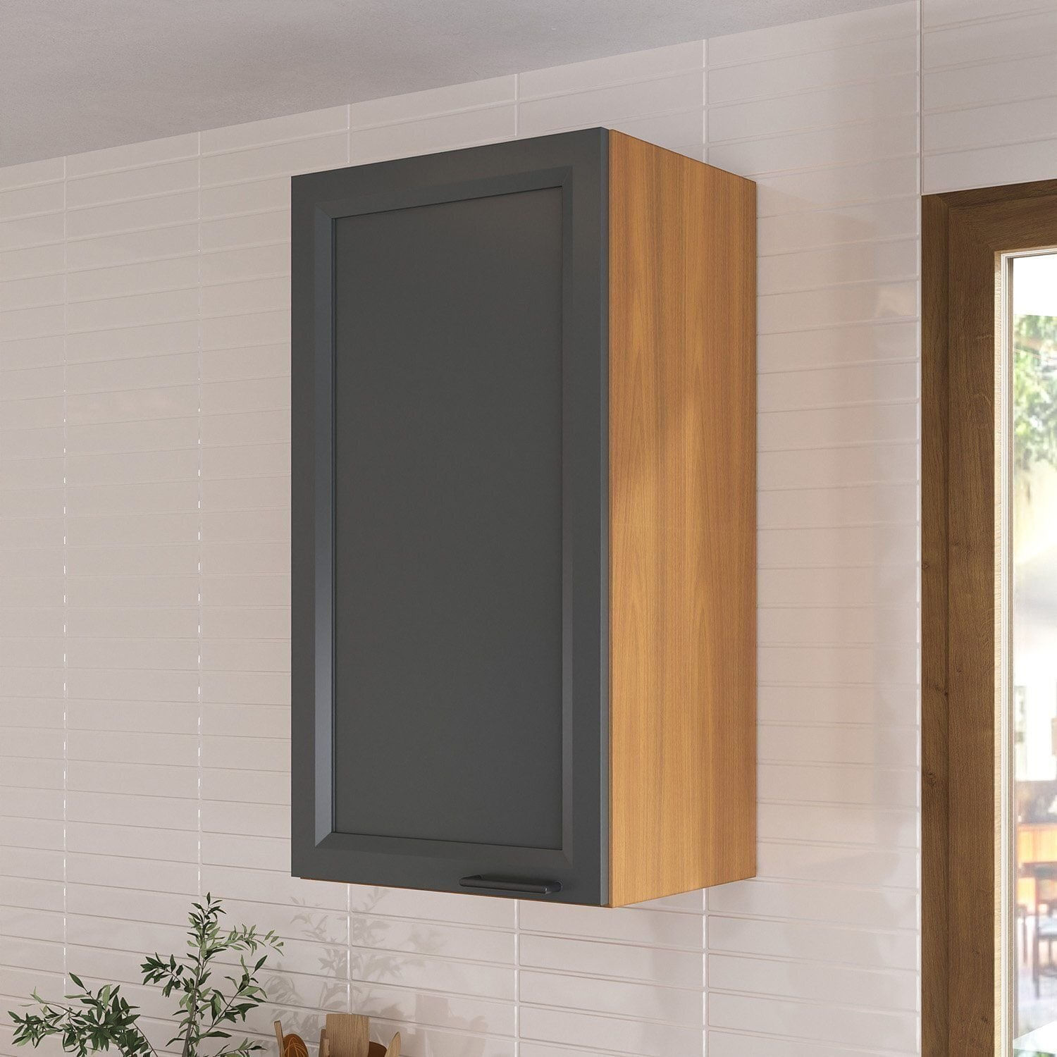 Armário Aéreo 1 Porta 41cm Soho Cabecasa Madeiraoriginals Freijó/grafite